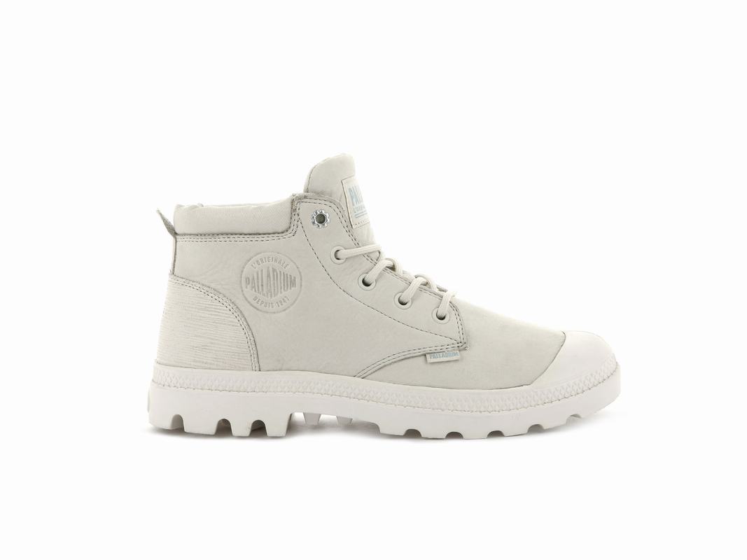 Palladium Pampa Lo Cuff Koža Ženske Čizme Bijele/Sive ||MJ8417653||